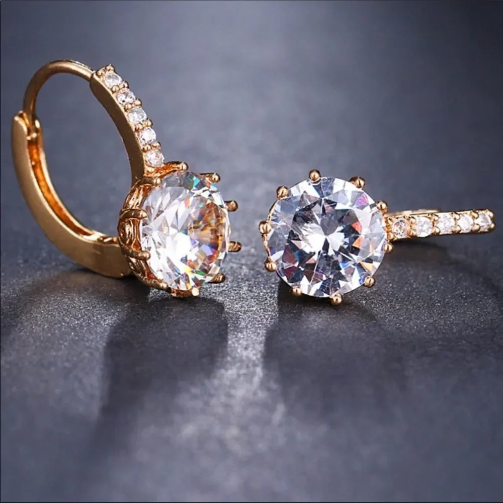Cubic Zirconia 18k Gold Plated Stud Earrings NWT